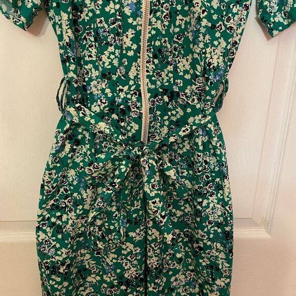 Zara Women’s Jumpsuit Green Floral Print Zip Front Short Sleeves size XS - Picture 7 of 9